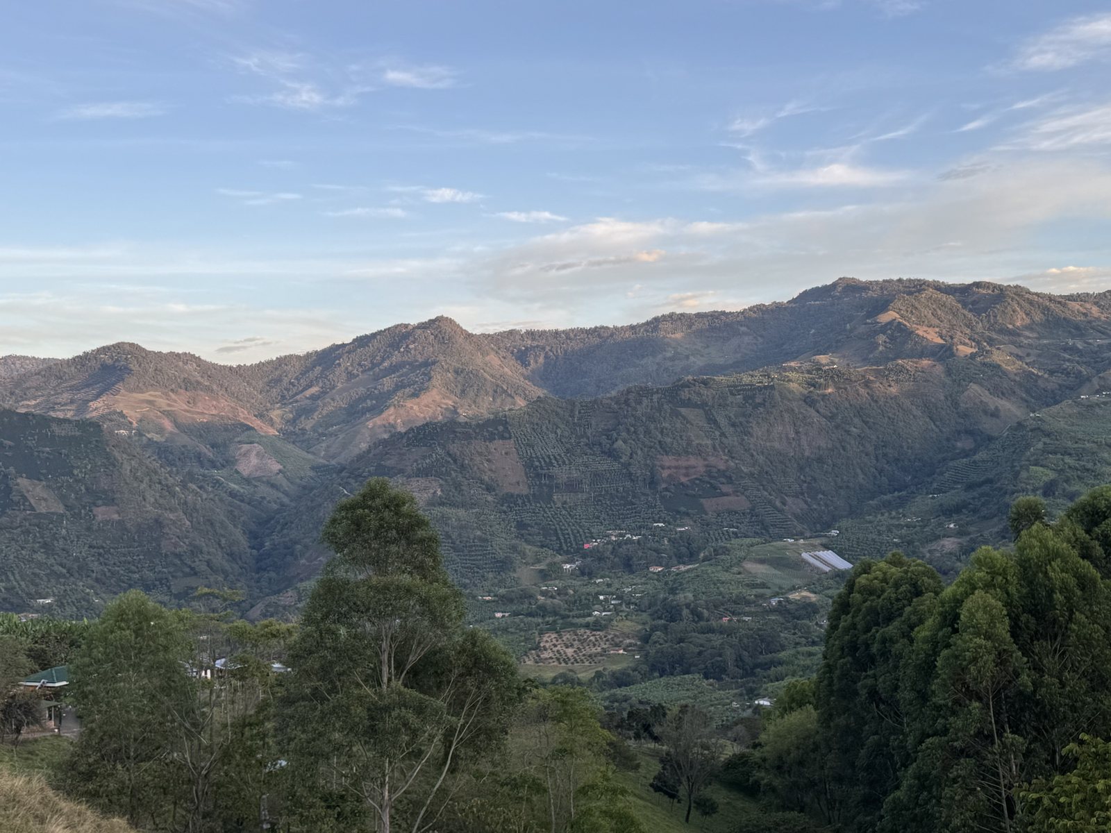Mountains at dusk over the coffee country of Risaralda, Colombia
